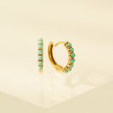 Blue Opal 15mm Huggie Hoop Earrings