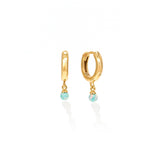 Blue Opal 11mm Huggie Drop Hoop Earrings