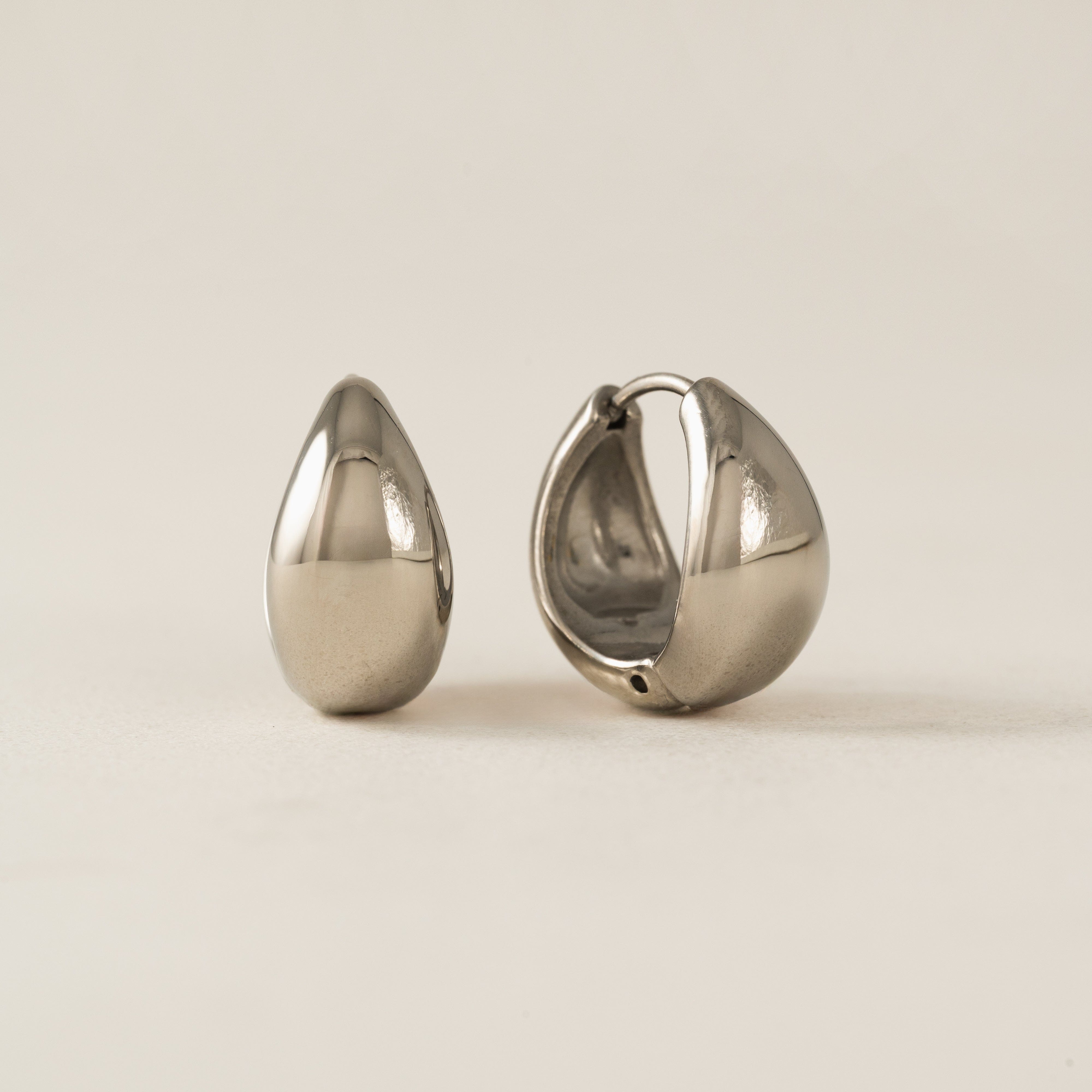 Oval Puff Hoop Earrings