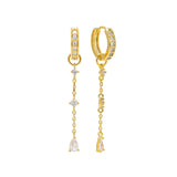 Starburst Drop Charm Hoop Earrings