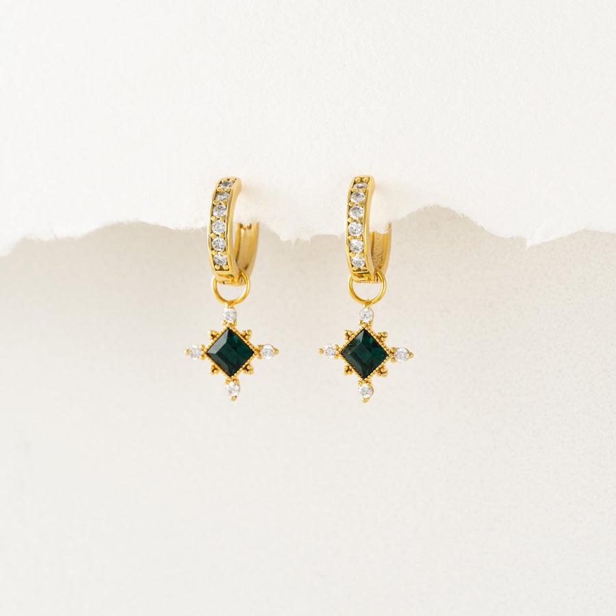 Sierra Emerald Charm Hoop Earrings