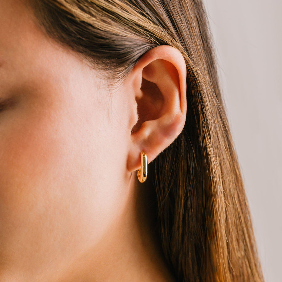 Small Paperclip Puff Hoop Earrings Gold