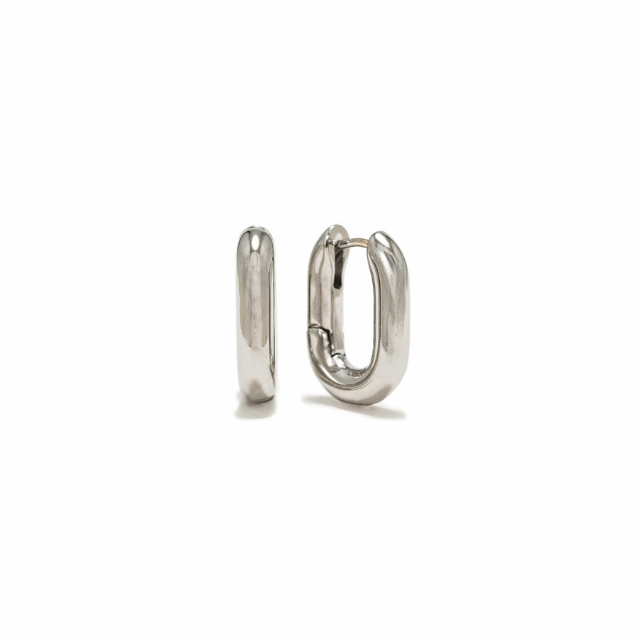 Small Paperclip Puff Hoop Earrings Silver