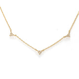 14K Solid Gold Three Diamond Necklace