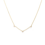 14K Solid Gold Three Diamond Necklace