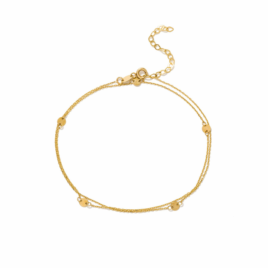 10K Solid Gold Tiny Round Disc Chain Anklet