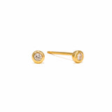 10K Solid Gold Solitaire Stud Earrings 3mm