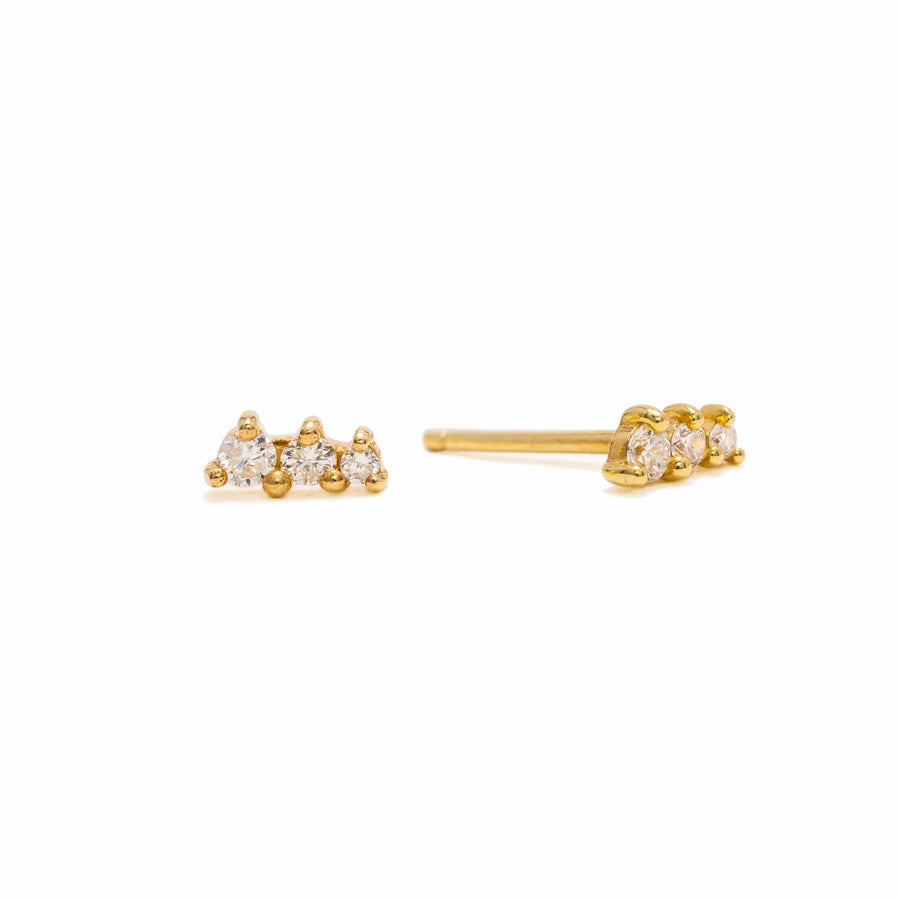 14K Solid Gold Diamond Zig Zag Earrings