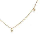 14K Solid Gold Diamond Dotted Necklace