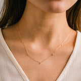 14K Solid Gold Diamond Dotted Necklace