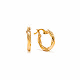 10K Solid Gold Twist Hoop Earrings