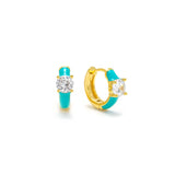 Solitaire Enamel Huggie Hoop Earrings