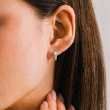 Solitaire Enamel Huggie Hoop Earrings