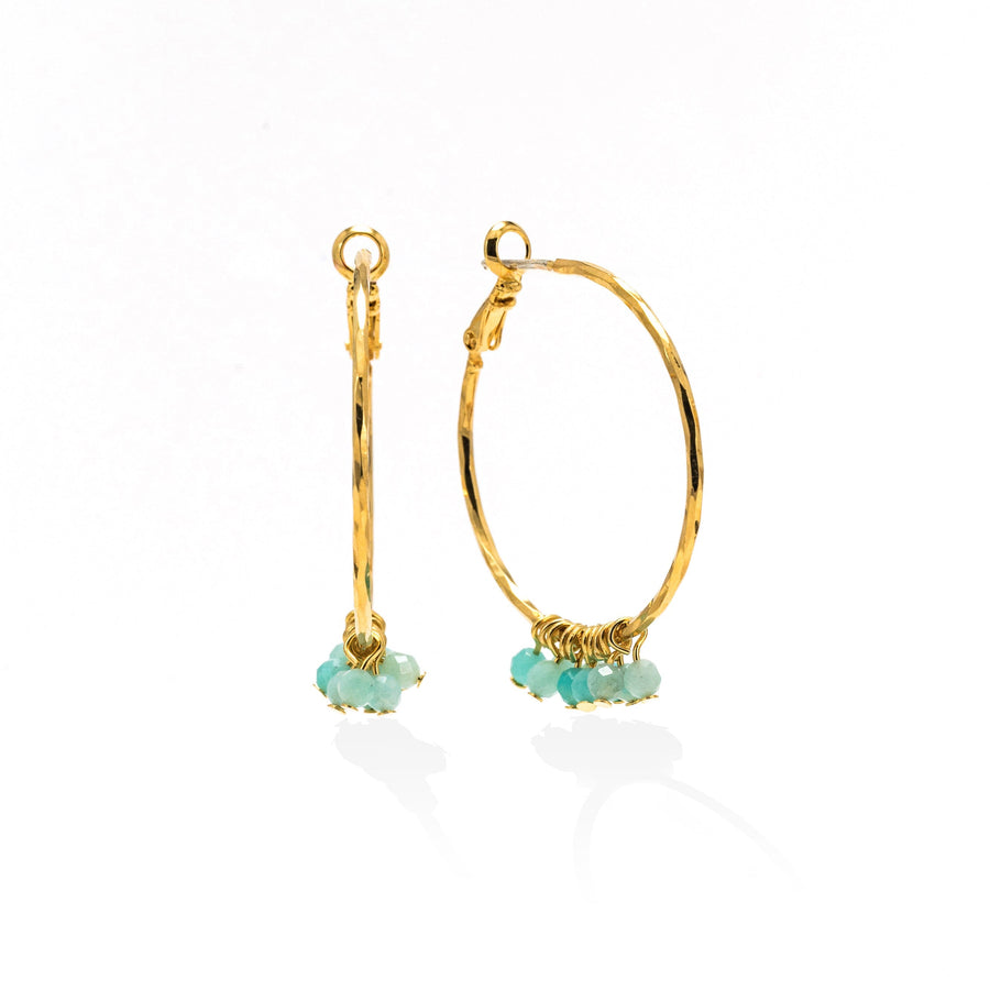 Sorrento Gemstone Beaded Hoop Earrings Amazonite