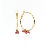 Sorrento Gemstone Beaded Hoop Earrings Brazil Rhodonite