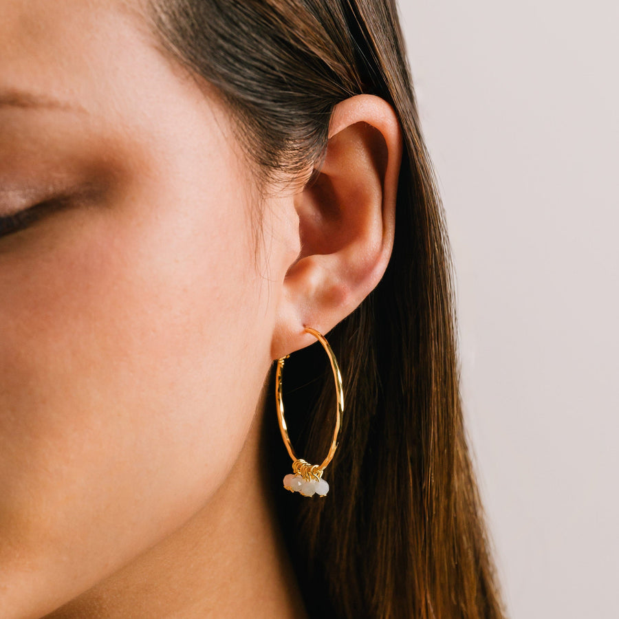 Sorrento Gemstone Beaded Hoop Earrings Morganite