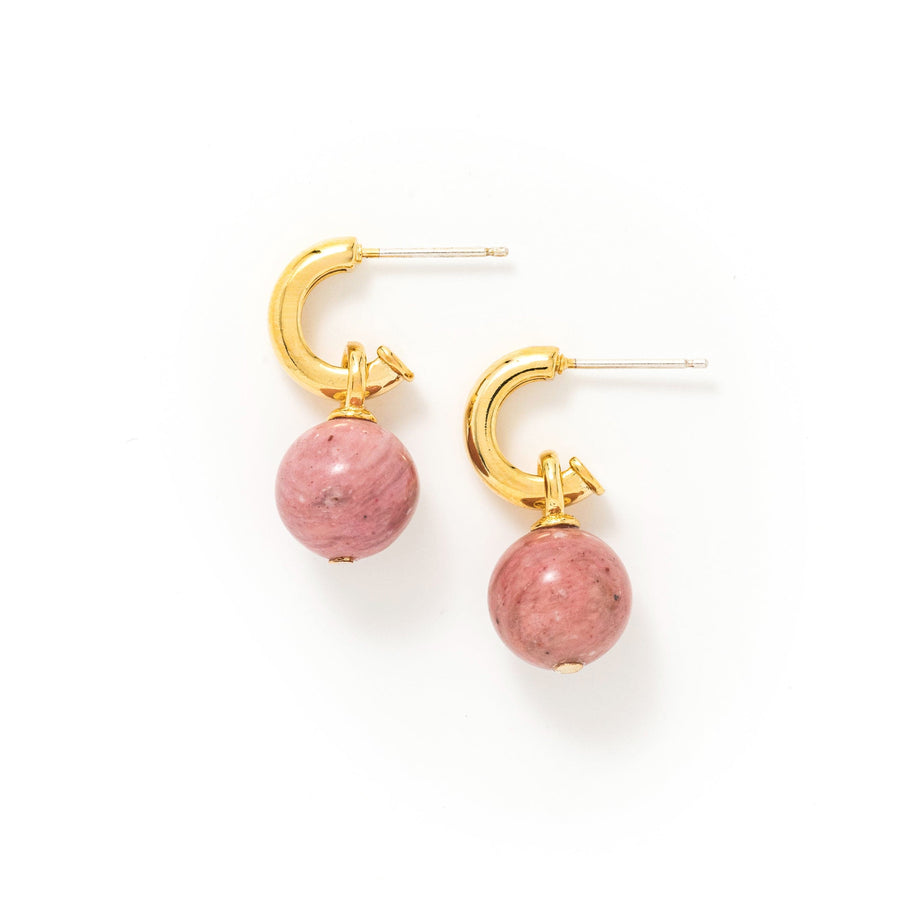 Sorrento Gemstone Hoop Earrings Brazil Rhodonite