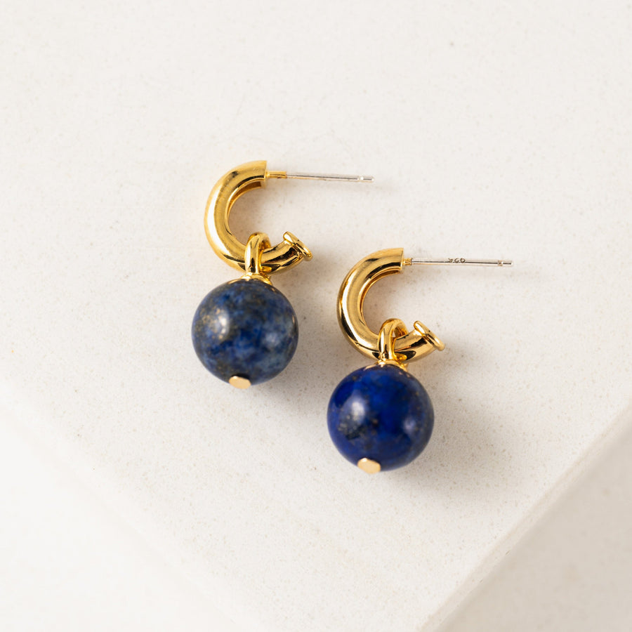 Sorrento Gemstone Hoop Earrings Lapis Lazuli