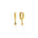 Star Charm Huggie Drop Hoop Earrings