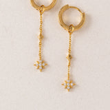 Starburst Drop Charm Hoop Earrings