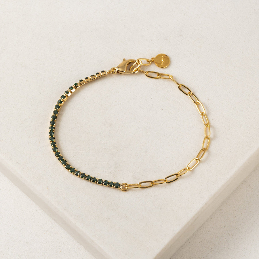 Tennis Paperclip Bracelet Emerald