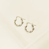 Twist Hinge Hoop Earrings Silver