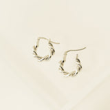 Twist Hinge Hoop Earrings Silver