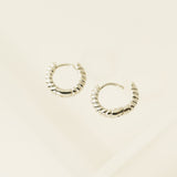 Twist Huggie Hoop Earrings Silver