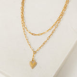 Verona Pave Heart Layered Necklace