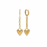 Verona Pave Heart Huggie Drop Hoop Earrings