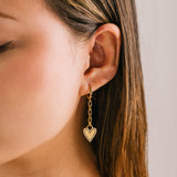 Verona Pave Heart Huggie Drop Hoop Earrings