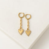 Verona Pave Heart Huggie Drop Hoop Earrings