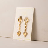 Verona Pave Heart Huggie Drop Hoop Earrings