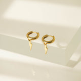 Bolt Charm Huggie Drop Hoop Earrings