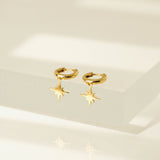 Burst Charm Huggie Drop Hoop Earrings