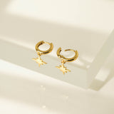 Burst Charm Huggie Drop Hoop Earrings
