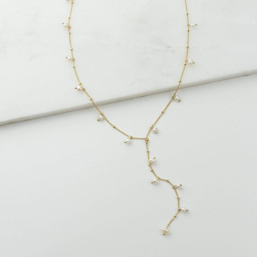 Dot Pearl Lariat Necklace