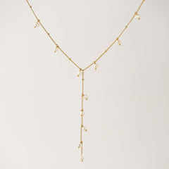 Dot Pearl Lariat Necklace