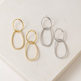 Encore Pave Large Linked Hoop Earrings Silver