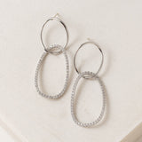 Encore Pave Large Linked Hoop Earrings Silver