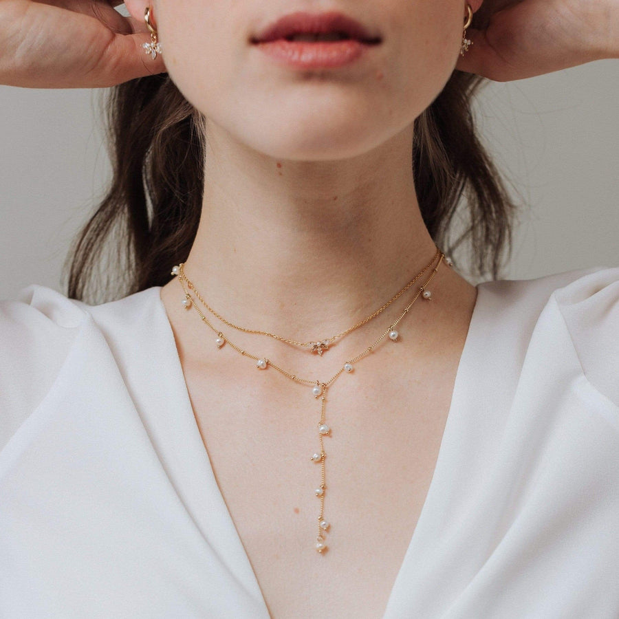 Dot Pearl Lariat Necklace