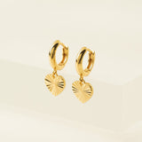 Heart Fluted Huggie Drop Hoop Earrings