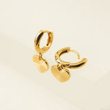 Heart Fluted Huggie Drop Hoop Earrings