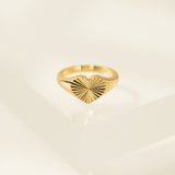 Heart Fluted Signet Ring