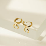 Horn Charm Huggie Drop Hoop Earrings