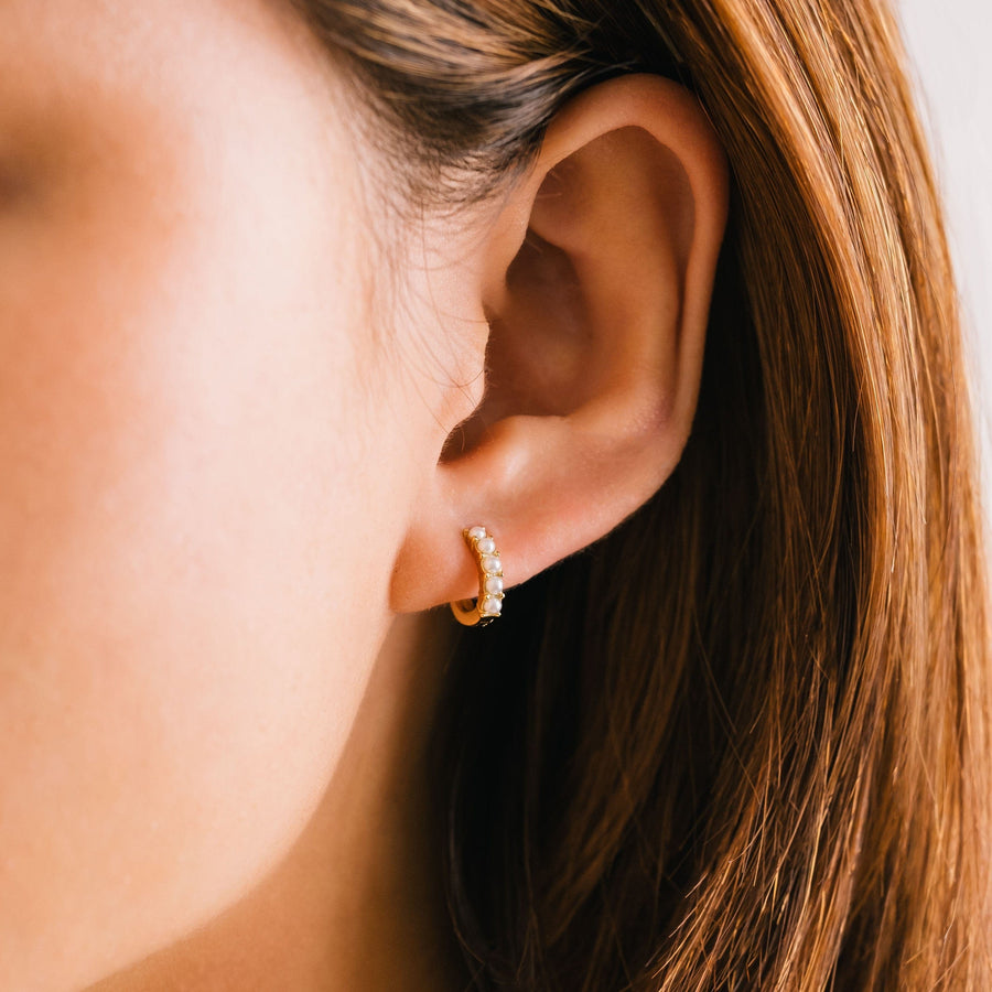 Pearl 10.5mm Huggie Hoop Earrings