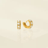 Pearl Chunky Huggie Hoop Earrings