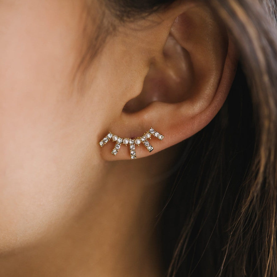 Radiant Pearl Climber Earrings