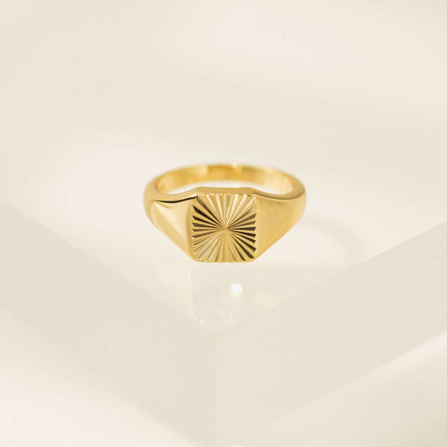 Rectangle Fluted Signet Ring