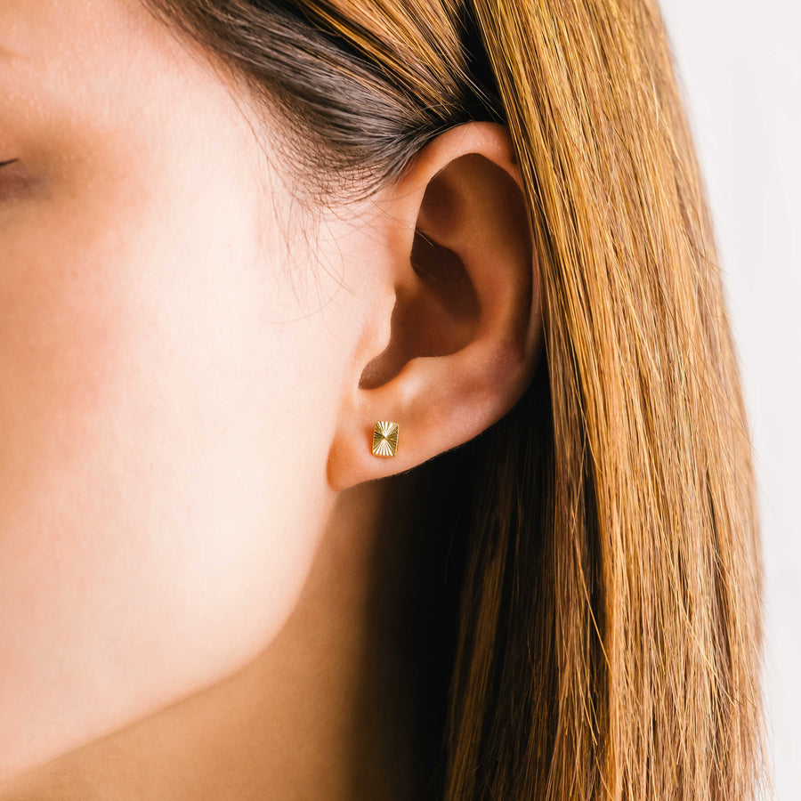 Rectangle Fluted Stud Earrings